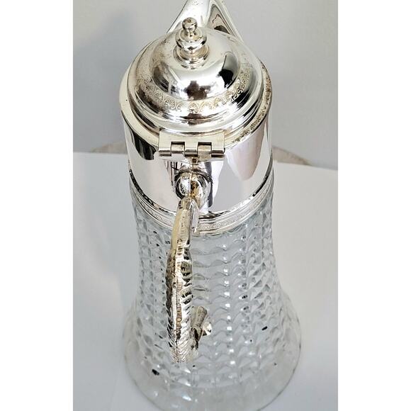 Claret Decanter Silver Top Retro MCM Italy Glass Pitcher Vintage - Picture 6 of 12